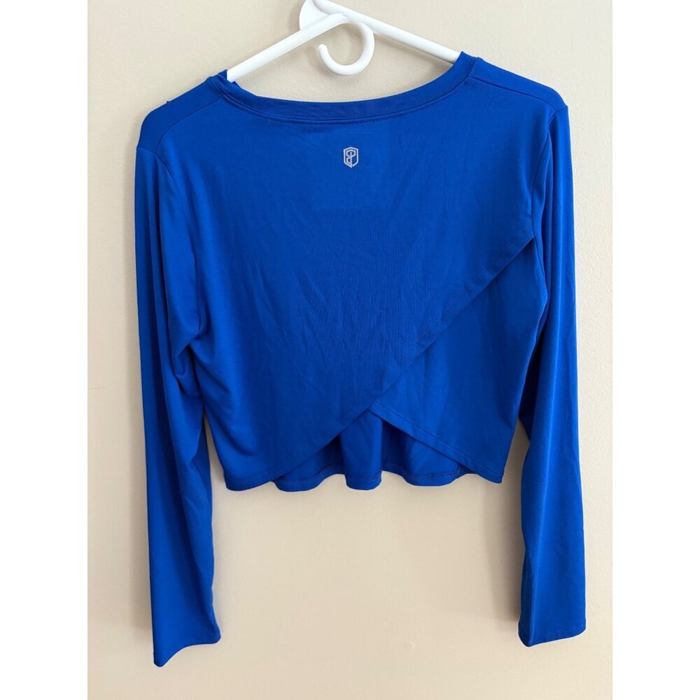 Born Primitive NWT Cross Back Long Sleeve Crop Training Top Blue Size Medium - Picture 4 of 8